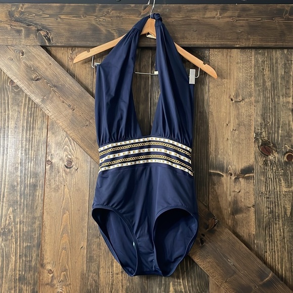 MICHAEL KORS Chain Border Halter One Piece - Picture 4 of 11